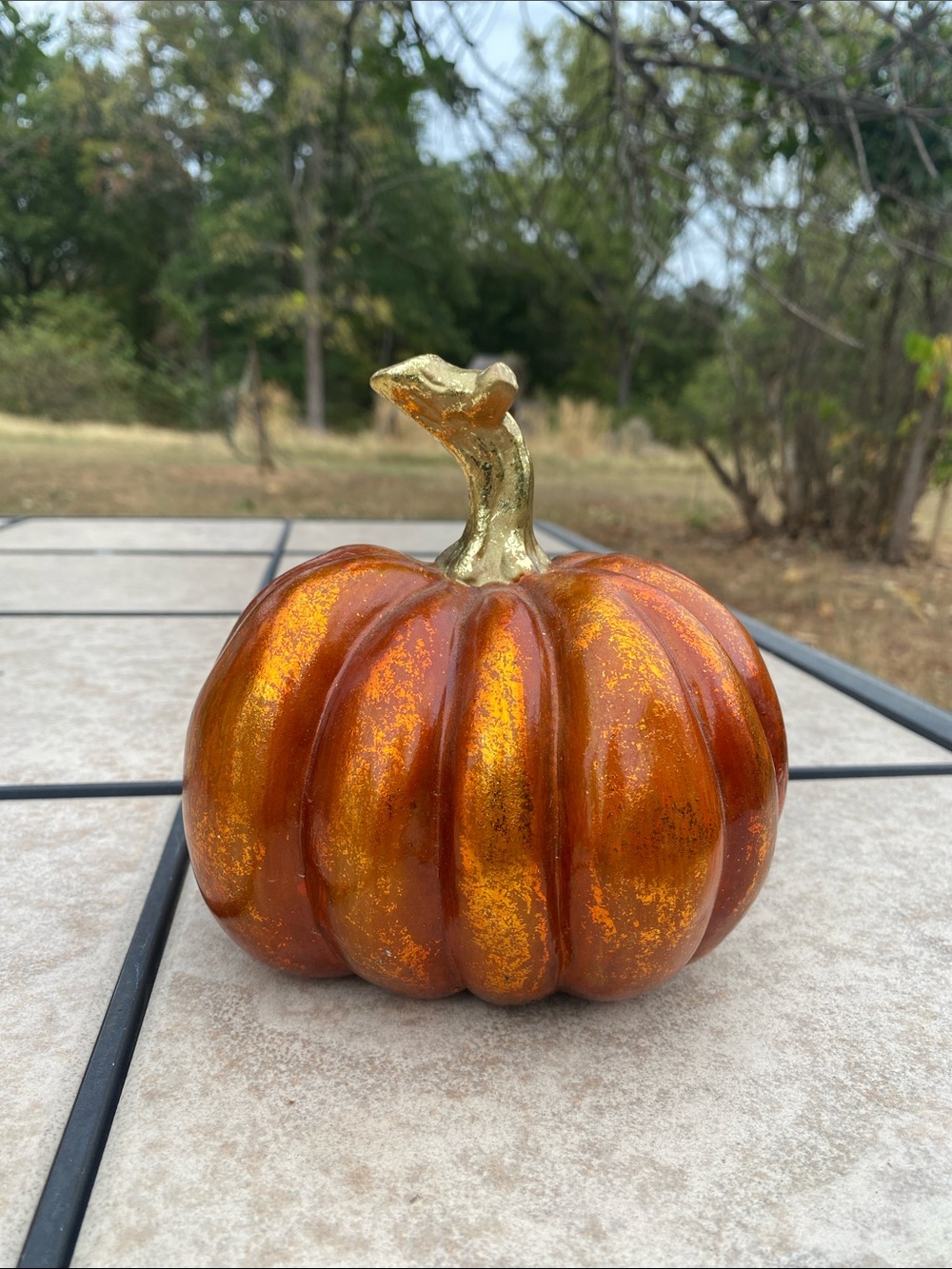 Orange Metallic Ceramic Pumpkin Autumn Tabletop Decor 5 X 5